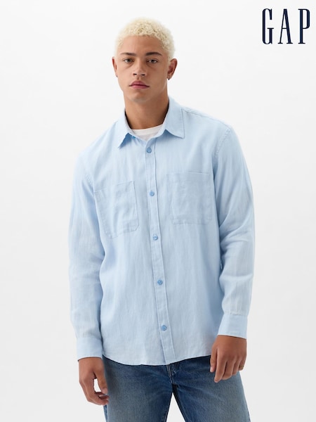 Gap Blue Linen Blend Long Sleeve Shirt (K75253) | €38