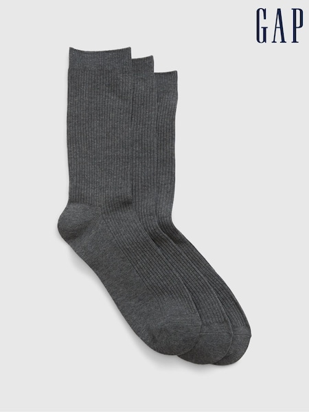 Gap Grey Adults 3 Pack Crew Socks (K75279) | €11.50