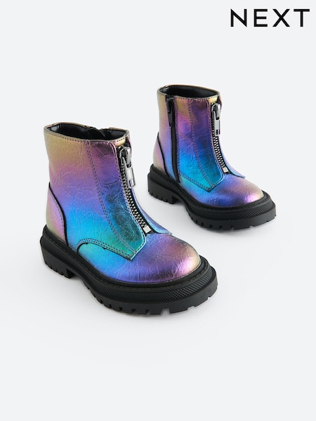 Multi Metallic Standard Fit (F) Zip Front Chunky Boots (K75291) | kr468 - kr568