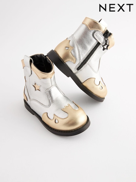 Argintiu metalic - Cizme Western (K75292) | 209 LEI - 238 LEI