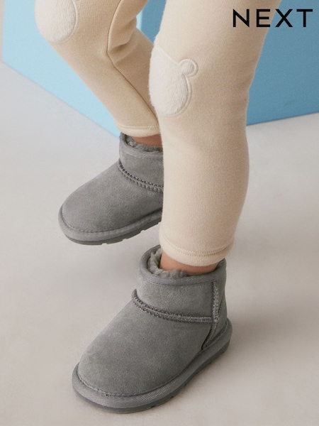 Grey Mini Suede Pull On Ankle Boots (K75306) | €23 - €27