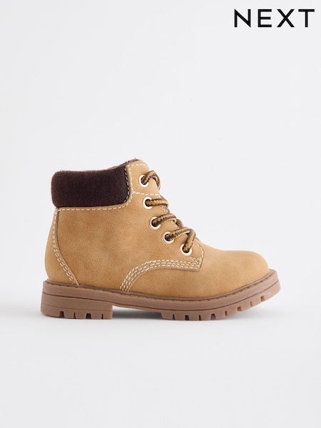 Tan Brown Lace Up Boots (K75315) | AED85 - AED97