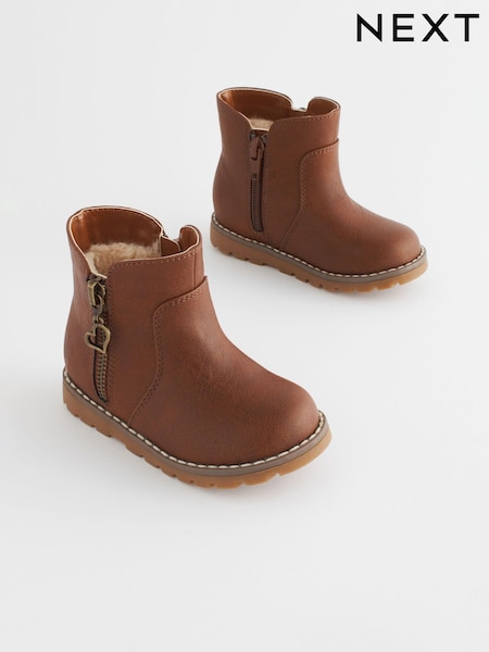 Tan Brown Standard Fit (F) Chelsea Zip Ankle Boots (K75318) | AED137 - AED157