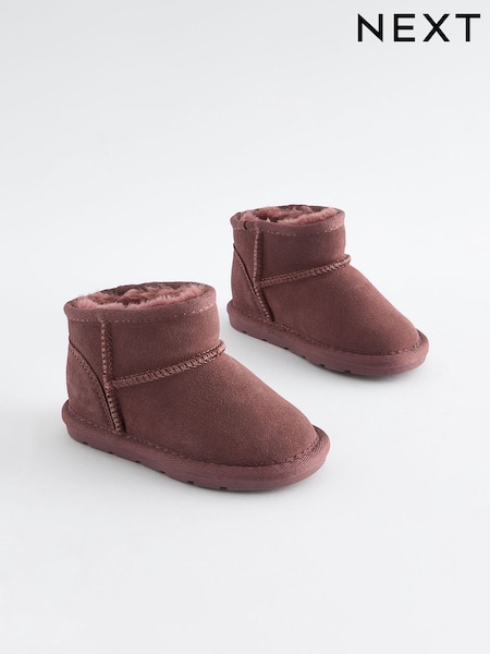 Burgundy Mini Suede Pull On Ankle Boots (K75328) | AED85 - AED106
