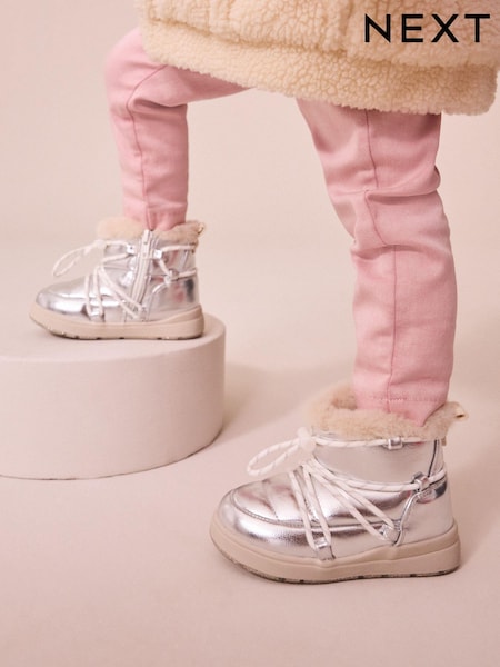 Silver Metallic Quilted Snow Boots (K75356) | AED106 - AED121