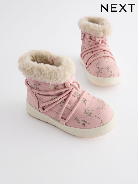 Pink Floral Quilted Snow Boots (K75357) | €31 - €35