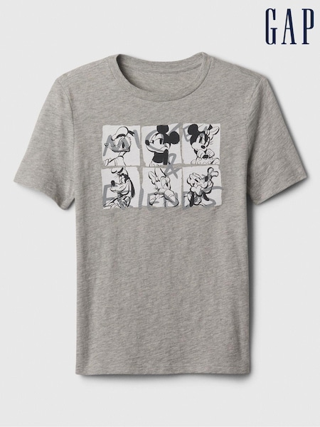Gap Grey Disney Mickey Mouse & Friends Graphic Short Sleeve Crew Neck T-Shirt (4-13yrs) (K75406) | €10.50