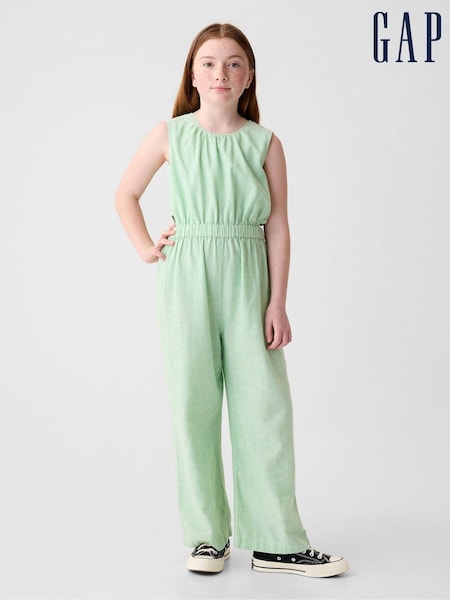Gap Green Linen Cotton Sleevless Jumpsuit (4-13yrs) (K75453) | €19.50