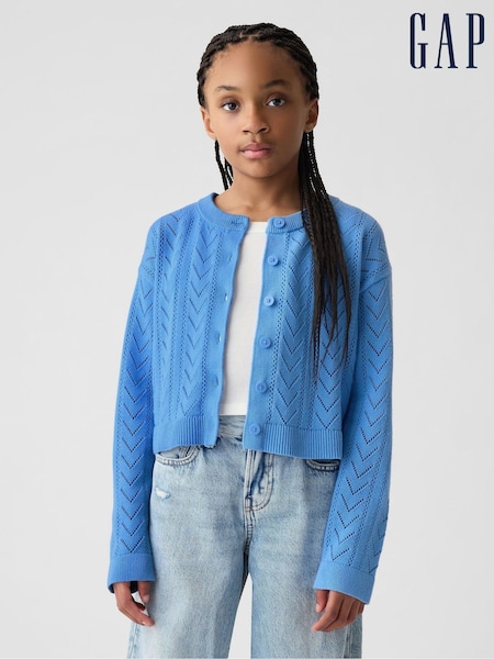 Gap Blue Soft Pointelle Cardigan (4-13yrs) (K75517) | €18.50