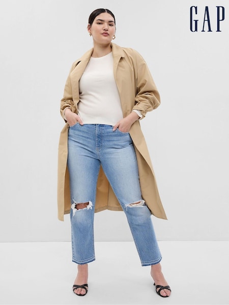 Gap Light Blue High Waisted Cheeky Straight Leg Ripped Jeans (K75575) | €20.50