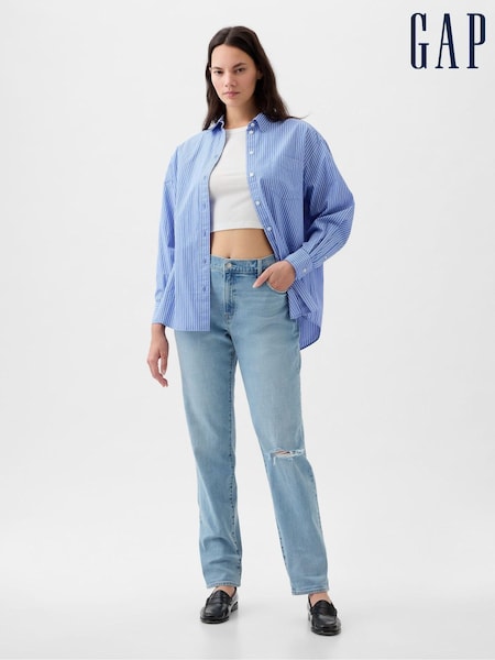 Gap Blue Mid Rise Rip Knee Girlfriend Jeans (K75577) | €20.50