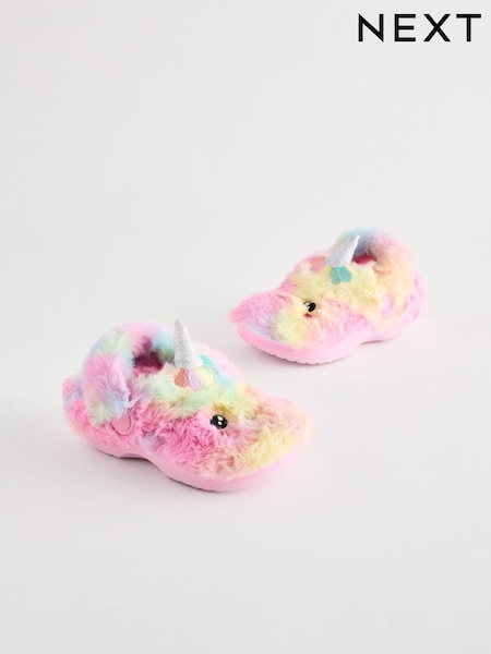 Multi Unicorn - Faux Fur Clog Slippers (K75615) | €20 - €23