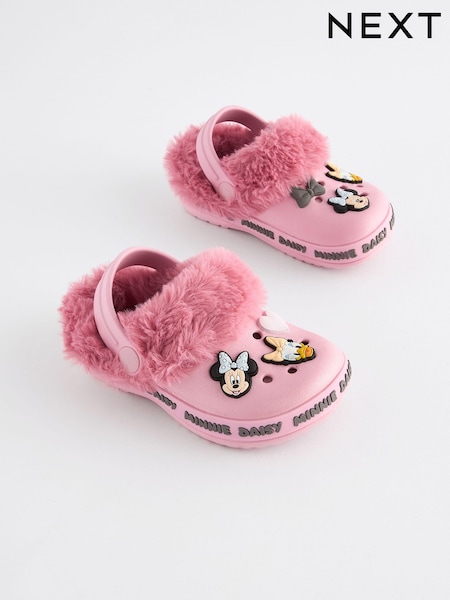Pink Minnie Mouse Faux Fur Lined Clog Slippers (K75620) | AED56 - AED63