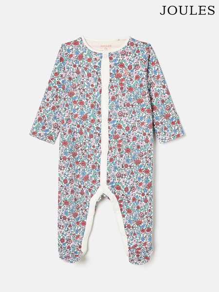 Joules Girls' Razamataz Blue Ditsy Print Cotton Babygrow (K75639) | R$ 160