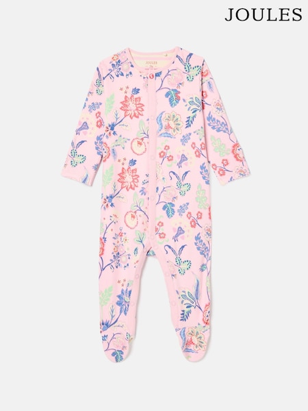 Joules Girls' Razamataz Pink Floral Print Cotton Babygrow (K75644) | R$ 160