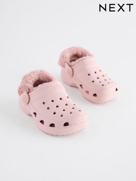 Pink Faux Fur Lined Clog Slippers (K75662) | €15 - €18