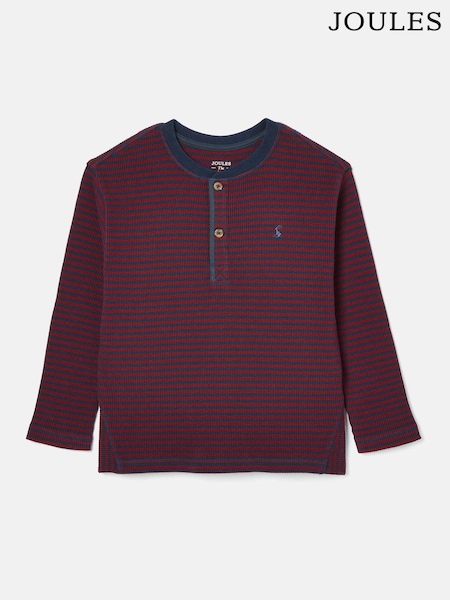 Joules Boys' Arthur Berry Red & Navy Stripe Henley Top (K75698) | €19 - €21