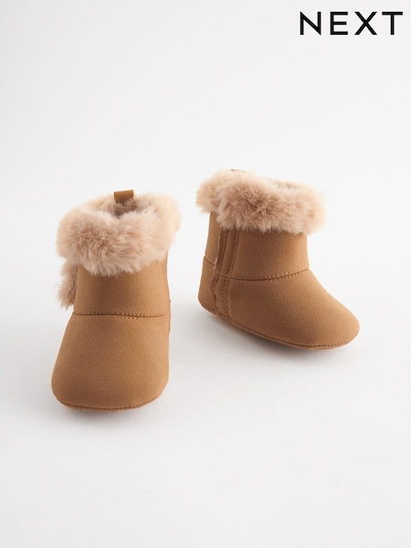 Tan Brown Pull-On Baby Boots (0-24mths) (K75752) | AED51