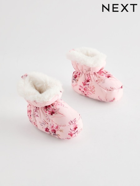 Pink Floral Baby Bootie Shoes (0-24mths) (K75765) | €8