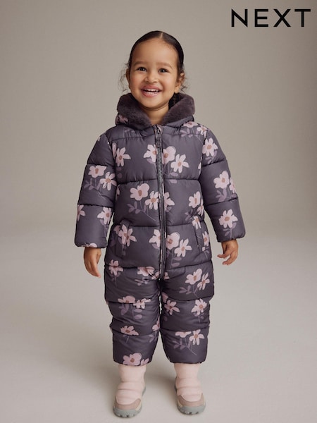 Purple Floral Shower Resistant Printed Snowsuit (3mths-7yrs) (K75825) | AED102 - AED114
