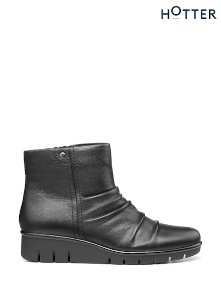 Hotter Black Noelle Zip Fastening Wide Fit Boots (K75901) | €126