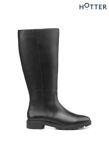 Negru - Hotter Annalise Zip Fastening Croială clasică Cizme (K75902) | 581 LEI