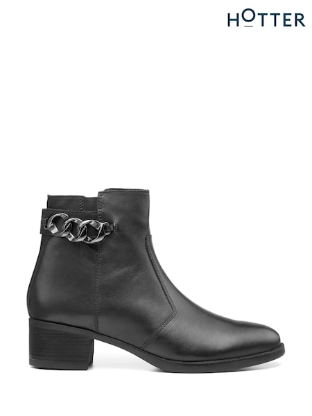 Hotter Black Alondra Zip Fastening Regular Fit Boots (K75915) | €64