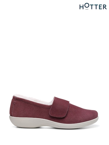 Hotter Red Regular Fit Toasty Touch Fastening Slippers (K75961) | €69