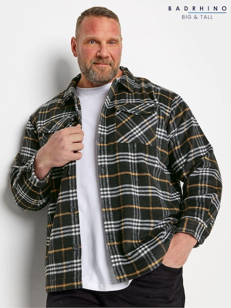 BadRhino Big & Tall Black Premium Check Shacket (K76051) | R$ 415