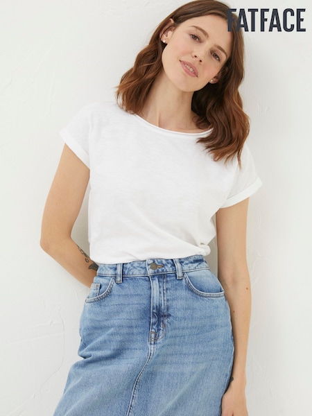 FatFace Ivy Organic Cotton White T-Shirt (K76079) | ₪126