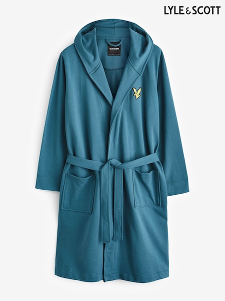 Lyle & Scott Blue 100% Cotton Enzo Hooded Bathrobe (K76158) | $69