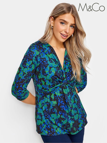 M&Co Blue Long Sleeve Twist Front Top (K76254) | €21