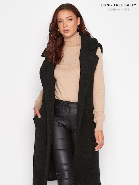 Long Tall Sally Black Teddy Longline Gilet (K76270) | €41.50
