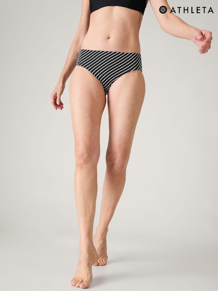 Athleta Black/White Stripe Clean Full Swim Bottom Bikini (K76296) | €27