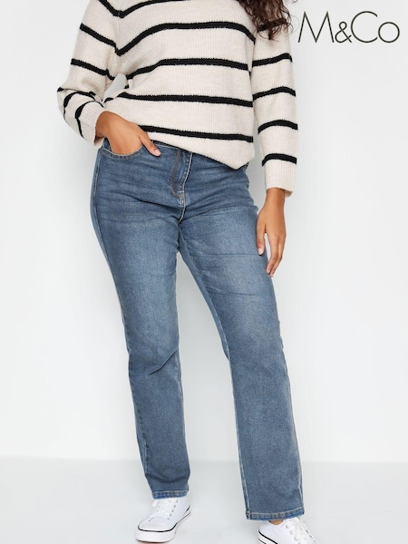 M&Co Blue Mid Wash Straight Leg Jeans (K76318) | €44