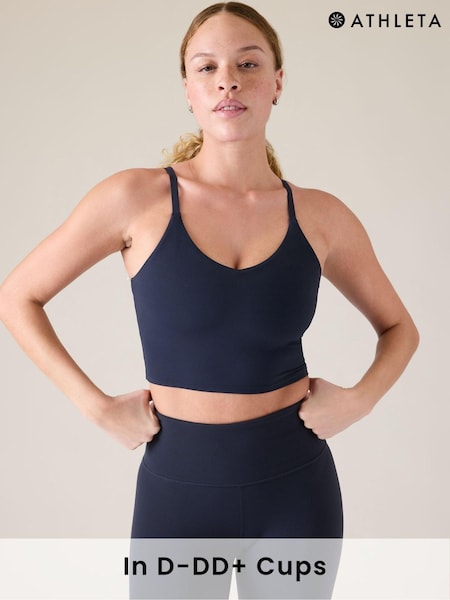 Athleta Blue Elation V Neck Longline Bra D-DD (K76319) | €59