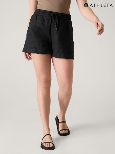 Athleta Black Retreat 100% Linen Mid Rise Shorts (K76350) | €22.50