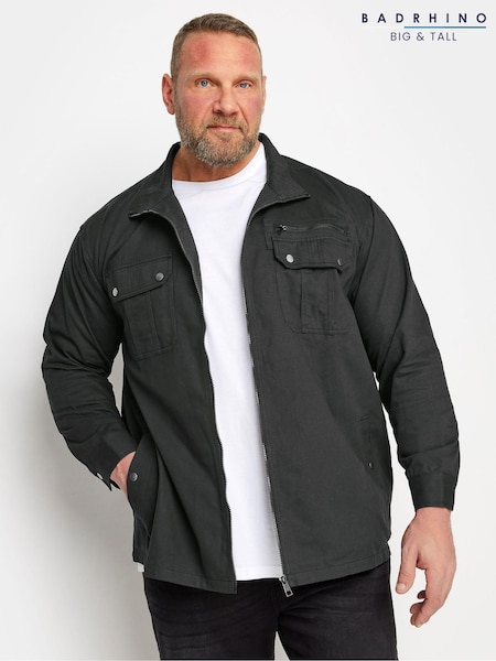 BadRhino Big & Tall Black Black Zip Up 100% Cotton Jacket (K76462) | €64