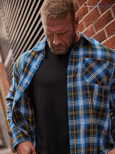 BadRhino Big & Tall Blue Brushed 100% Cotton Check Shirt (K76509) | €16