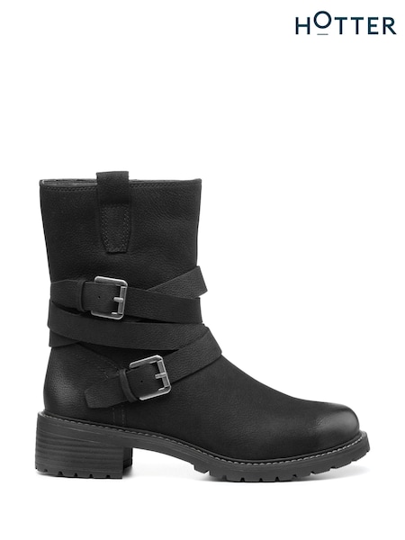 Hotter Black Blair Zip Fastening Boots (K76533) | €79