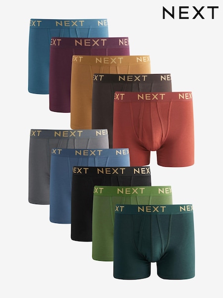 Rich Purple/Blue Gold Metallic Waistband 10 pack Hipster Boxers (K76695) | €55