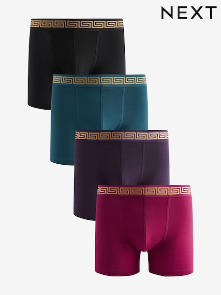 Rich Black/Purple/Blue Cotton Rich Boxers  4 Pack (K76726) | €28