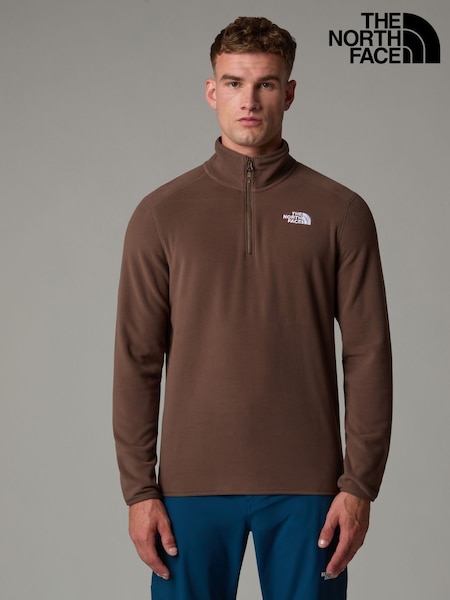 חום - לוגו בצד - The North Face Neutral Side Logo Glacier Quarter Zip Fleece (K76801) | ‏302‏₪