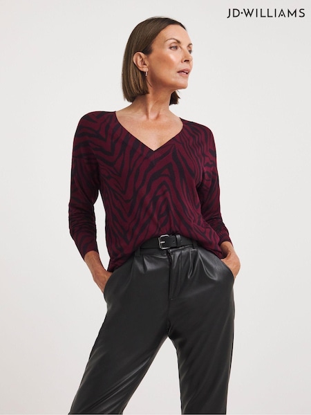 JD Williams Animal Print Slouch V-Neck Tunic (K76850) | 64 LEI
