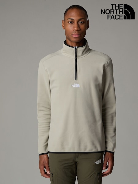 אפור - לוגו מרכזי - The North Face Neutral Side Logo Glacier Quarter Zip Fleece (K76888) | ‏302‏₪