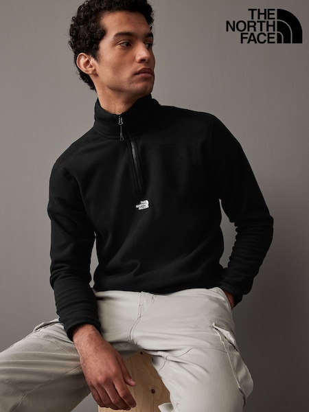 The North Face Black Central Logo Neutral Side Logo Glacier Quarter Zip Fleece (K76896) | €39