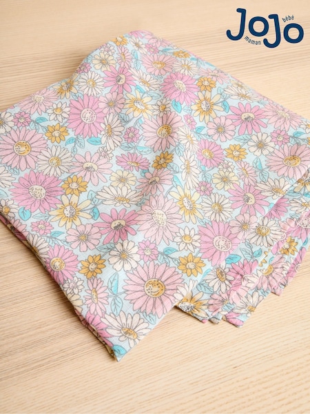 JoJo Maman Bébé Blue Floral Extra Large Muslin (K76928) | $22