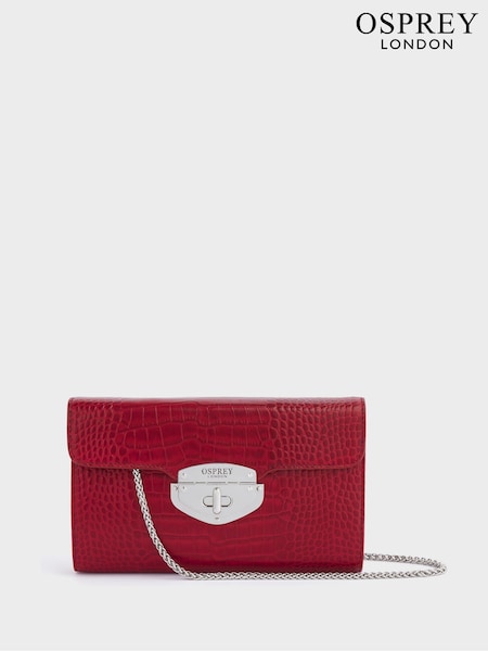 Osprey London Red The Belmont Leather Convertible Clutch Bag (K77087) | 619 QAR