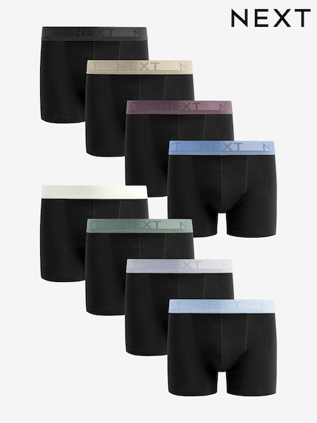 Black Pastel - Textured Colour Waistband Trunk Boxers 8 Pack (K77191) | €45