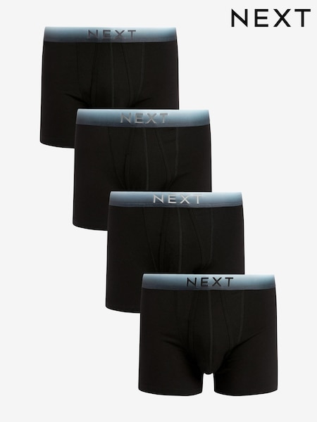 Black Ombre Mono Waistband 4 pack A-Front Cotton Rich Boxers (K77251) | €25